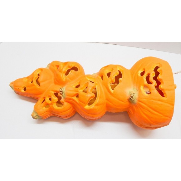 Gemmy Halloween Stacked Jack O Lantern Pumpkin Faces Foam Lighted 15 In Works - Picture 9 of 15